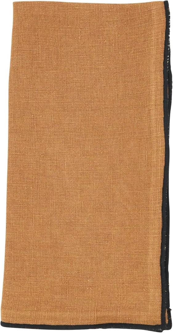 Saro Lifestyle Stonewashed Stitch Border Table Napkins (Set of 4), Terracotta, 20"
