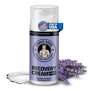 Coach Soak Magnesium Cream with MSM in Pump Bottle - Natural Recovery Cream with Magnesium Chloride & Menthol - Fast-Absorbing for Muscles & Joints, Lavender 3.4oz