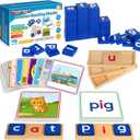 Learning Toys for 3 4 5 Years Old Kids - 116Pcs Short Vowel Letters Sorting Spelling Reading Toy Set with Double-Sided Flash Cards, Preschool Kindergarten Learning Activities Toy for Boys Girls