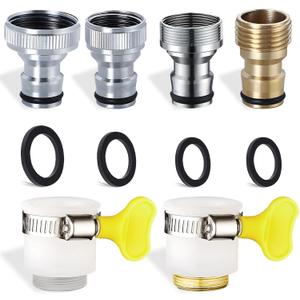 6 pcs Faucet Tap Quick Connector Kit, VEINARDYL 4 Washing Machine Quick Connector and 2 Universal Faucet Adapter, Thread Sink Faucet Adapter Connecting Garden Hose for Dishwasher Car Wash