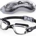 Aegend Swim Goggles, Swimming Goggles No Leaking Full Protection Adult Men Women Youth (Black Clear)