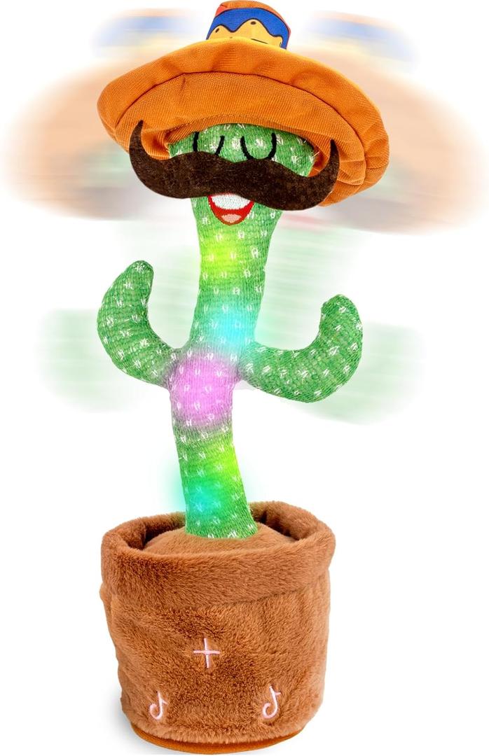 Dancing Cactus Toy, Talking Cactus Toys, Easter Volume Adjustable Gift for Baby Girls Boys Kids 3 6 9 12 Year Old, Repeat What You Say Toy of Easter Gifts-Hooded Beard