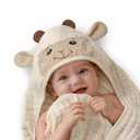 Blissful Diary Muslin Baby Hooded Towel 1 Pack, Soft & Absorbent Bath Towel for Infant, Toddler, Unisex, Baby Gift, Newborn Essentials, Gentle Lamb