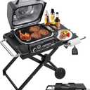 Collapsible Grill Stand for Ninja Woodfire Outdoor Grill OG700/800/900 Series & OO101 Outdoor Pizza Oven Stand, Foldable Grill Cart for Blackstone 17/22 Griddle Stand, with Wheels & Side Table