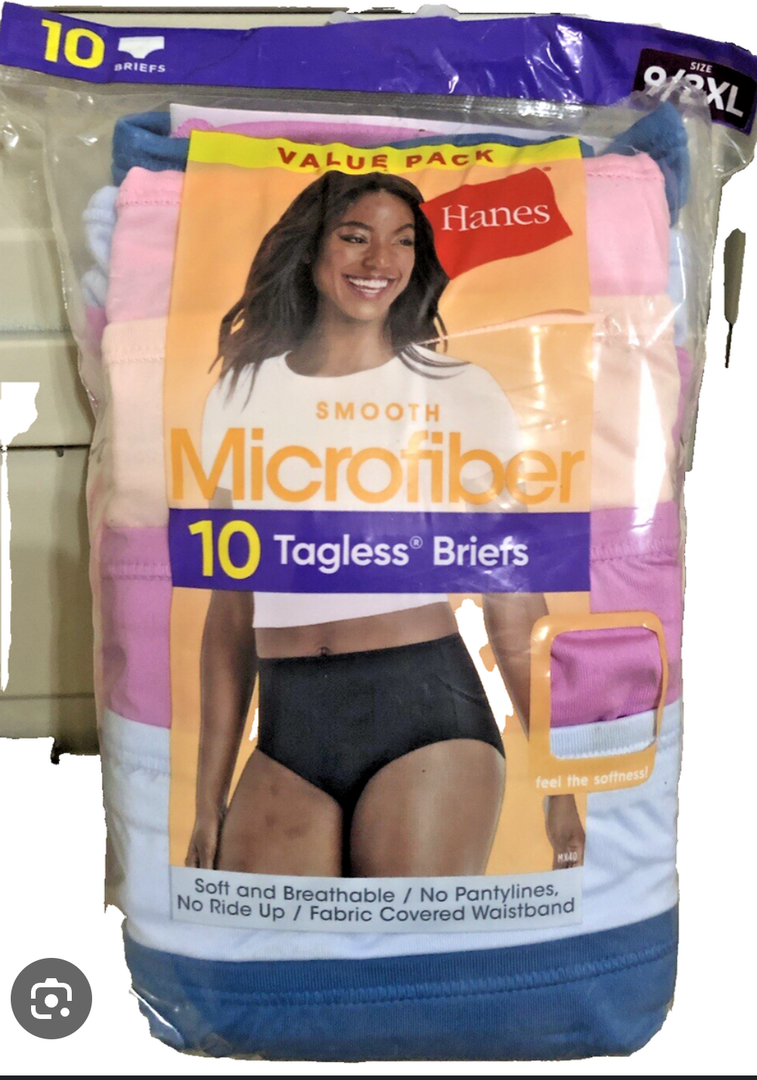 Hanes Womens Cool Comfort Microfiber Brief Underwear, 10-pack Size 9/2XL