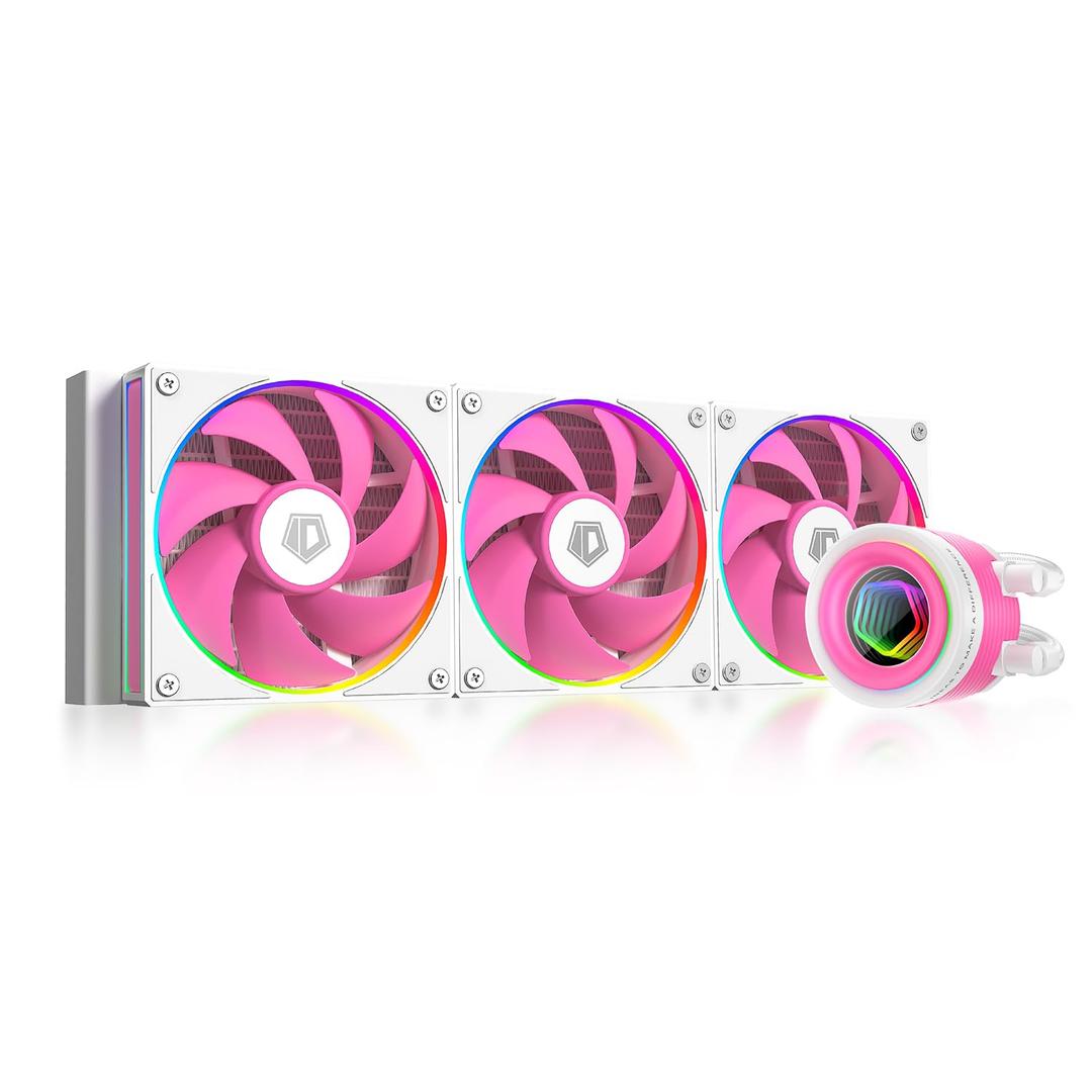 ID-COOLING FX360 INF Pink Edition 360mm Liquid CPU Cooler, AIO Cooler with ARGB Infinity Mirror Effect, 3x120mm Daisy-Chained Fans Low-Noise Operating 29.9dB(A) Max., Intel & AMD Compatible