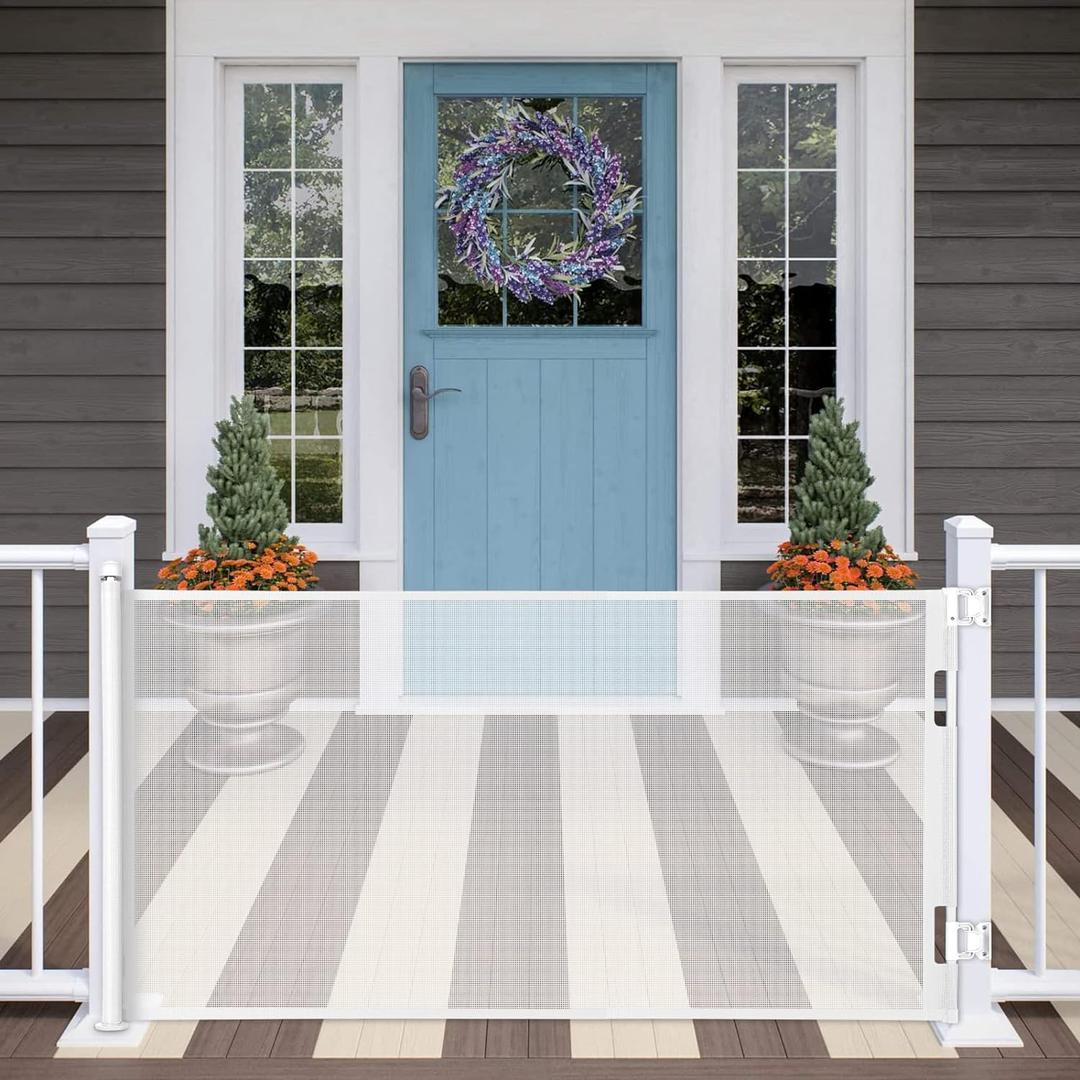 Retractable Baby Gate, Extra Wide Safety Kids or Pets Gate, 33 Tall, Extends to 71 Wide, Mesh Safety Dog Gate for Stairs, Indoor, Outdoor, Doorways, Hallways