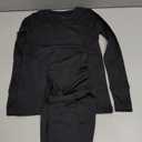 Cuddl Duds Girls Fleece-Lined Thermal Underwear 2-Piece Set - Kids Long Sleeve Top and Leggings Long Johns - UV Protection 50+ Black - Small