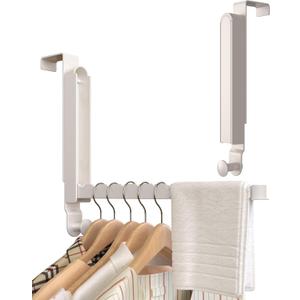 KitchLife Over Door Drying Rack, Foldable Hook Portable Space Saving Hanger for 1 3/8" Doors for Laundry Bathroom Bedroom Clothes Coat Towel Rack, Travel & Home Use, Ivory