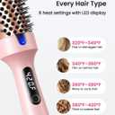 Thermal Brush for Blowout Look, 360 Airflow Heated Round Brush with 2X Negative Ions Release for Less Frizzy, 1.5 Inch Dual Voltage Heated Curling Brush for Travel, Dual PTC Technology, Pink