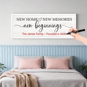 Foutcheou New Home New Memories New Beginnings Wall Decor 32x12 White