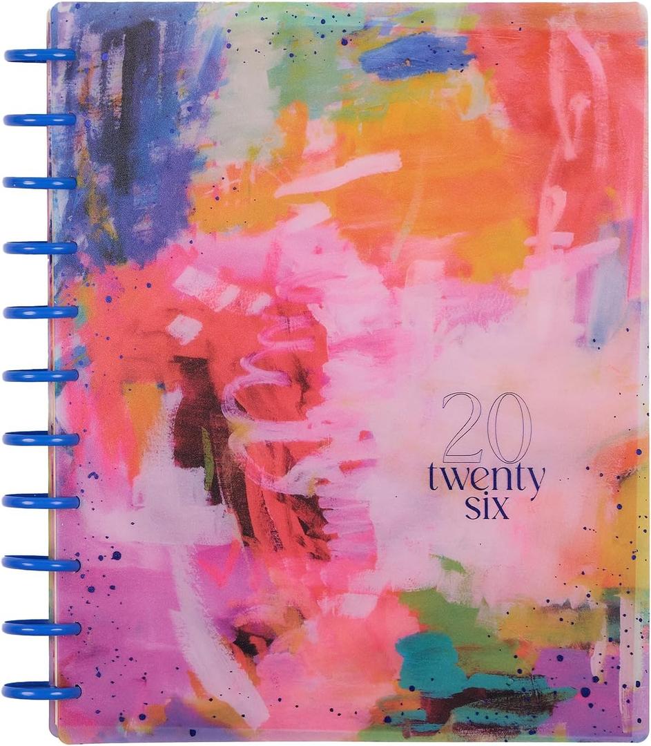 Happy Planner Disc-Bound Planner Jan.Dec. 2026, Includes 3 Extra Months and 2 Sticker Sheets, Big Size, 8.5" x 11", Dashboard Layout, Bright & Bushy