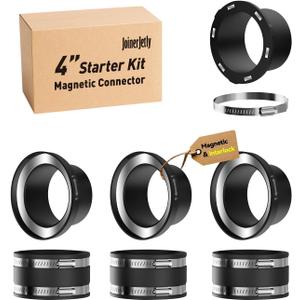 Magnetic Dust Collection Fittings for 4" Woodwork Shop Vacuums Dust Hose, One-to-Multi Quickly Connect and Interlock Dust Collector System w/1PK Mag Port Connector+3Set 4"Coupler