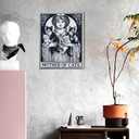 Vintage Tarot Wall Art Black And White Cat Bathroom Canvas Wall Decor Pussy Cat Pictures Paintings Prints Kitten Aesthetic Artwork Framed Decorations For Bedroom Living Room Gifts 16" x 20"