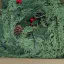 Thicker&Timer -6 Ft by 12 in Lighted Christmas Garland Real Touch Cedar Garland, Pre-Lit Lush Christmas Norfolk Pine Garlands Cypress Norfolk PE Tips Pine Cones Berries for Indoor Mantle Table Decor