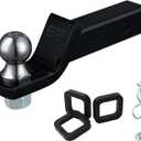 TOPSHINE Trailer Hitch Ball Mount with 2 in Ball & Hitch Pin, Heavy Duty Steel Fits 2 Inch Receiver, 7500lbs Capacity, 2-in Drop, 3pcs Hitch Receiver Silencer Pad Included, Black