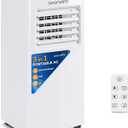 SereneLife 8000 BTU Portable Air Conditioner, 3-in-1 Compact Standing Air Conditioner for Room Up to 350 Sq. Ft., Floor AC Unit with LCD Remote Control, Auto Mode, Low Noise with Wrapped Compressor