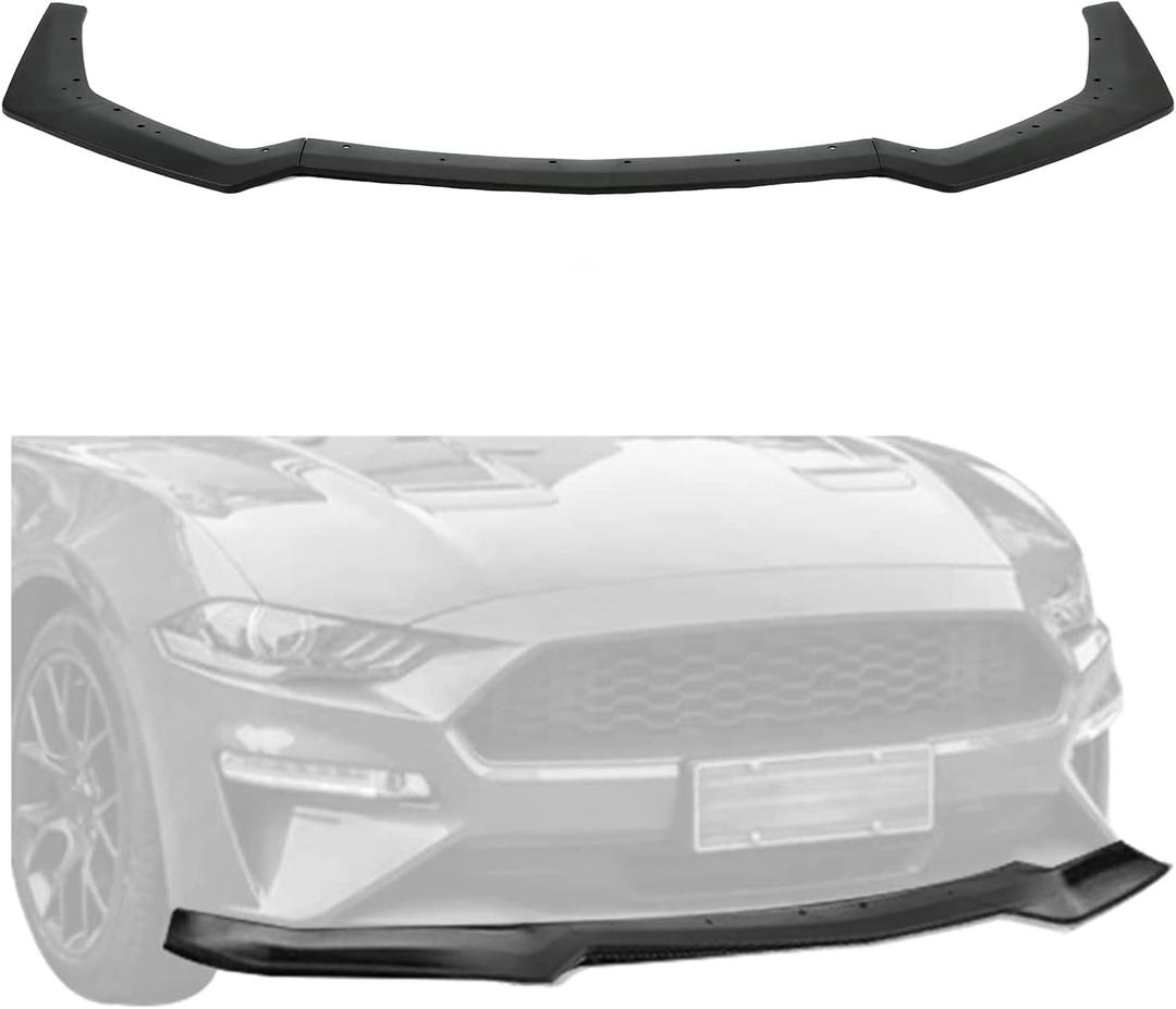 KUAFU Front Bumper Lip Splitter Compatible with 2018-2023 Ford Mustang GT Ecoboost Model W/Performance Pack Lower Chin Spoiler Lip Valance Paintable (Unpainted Black)