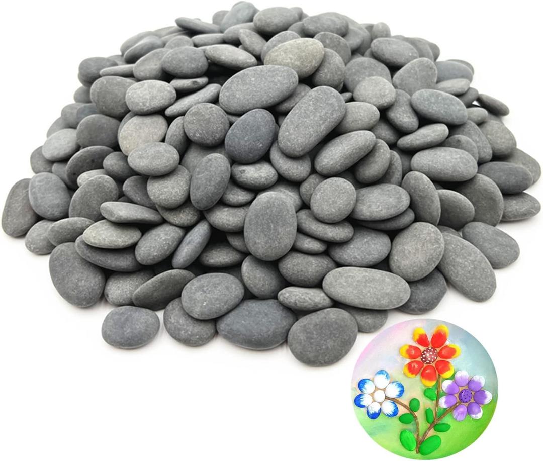 300PCS Tiny Painting Rocks, Meilala DIY Pebble Flat & Smooth Rocks for Arts, Crafts, Decoration, Fish Tank,Garden,Hand Picked Stones for Detail-Painting (Grey)