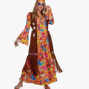 Morph 70s Costume For Women, Hippie Costume For Women, 70s Long Dress, Womens 60s Halloween Costumes , Size S