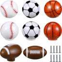 Menkxi 8 Pcs Sports Ball Dresser Knobs for Kids Baseball Basketball Dresser Drawer Knobs for Boys Football Soccer Sports Nursery Hardware Drawer Pulls Handles for Cabinet Party Decor (Classic Style)