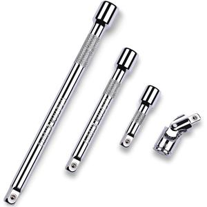 StrugDeas 4 Piece 3/8 Inch Drive Extension Bar Set, 3/8 Inch Drive Socket Extension Set Includes 3, 6, and 10 Inch Extensions and Universal Joint Socket