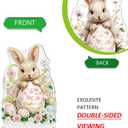 NSSHEL 1 Pcs Easter Tabletop Diamond Painting Ornament Cute Bunny Eggs Flower Designs Easter Diamond Painting Double Sided Acrylic Stand Up Desk Art Ornament for Home Holiday Themed Table Decorations
