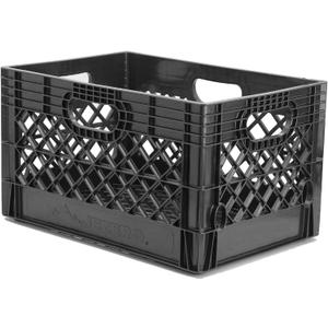 JEZERO 24 Quart Heavy Duty Plastic Crate | Stackable Multi-Purpose Storage Bin for Garage, Home, Office, Groceries, Outdoor, Camping & Kayaking | Black Utility Tote, 19" x 13" x 11"