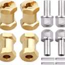 RC Hex Hub 12mm Brass Wheels Hex Hubs Extension Hex Drive Adapter Spacers for 1/10 RC Crawler Axial SCX10 90046 D90, 4-Pack (18mm)