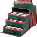 OIAHOMY Christmas Ornament Storage Box with Adjustable Dividers, Christmas Storage Container with Side Open Stores up to 64-3'' Ornaments, 4 Removable Drawer Style Trays - Green