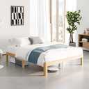 12 Inch High Bamboo Wood Full Size Bed Frame Platform, Metal Slat Support Bed Frame Full Size, No Box Spring Needed, Easy Assembly, Noise Free, Reinforced