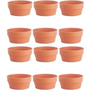 Amosfun 12pcs Imitation Clay Flower Pot Succulent Container Japanese Round Plastic Pot Flower Planter for Indoor and Outdoor Garden Home Decor 4.92 Inch (12.5x10.1cmx2pcs, Orangex2pcs)