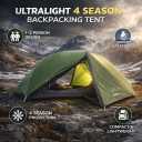 ATEPA Voyage 1-2 Person Backpacking Tent, 4 Season Ultralight Camping Tent, 4000mm Waterproof Double Layer Cold Wearther Easy Set Up Tent for Family Camp Hiking Hunting Outdoor Mountaineering Travel