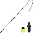 20FT Reach Gutter Cleaning Tools from Ground, Telescopic Rain Gutter Cleaner Tool with Garden Hose Attachment and Bendable Sprayer Wand