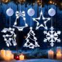5PC Christmas Window Lights Decorations, Window Christmas Decorations with Suction Cup, Lighted Bell Tree Reindeer Snowflake Star with Timer Function, for Windows, Glass Walls, Christmas Trees (Cool colours)