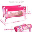 BABESIDE Baby Doll Crib for 18" Reborn Dolls,Baby Doll Bed with Storage Bag, Reborn Babydolls Accessories for Age 3+,Doll Crib Playpen for Kids Age 3+,Pink
