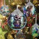 Jocidea Owl Stained Glass Suncatcher and Christmas Ornament - Holidays Decor for Owl Lovers