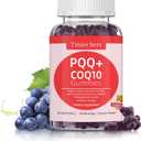 PQQ Gummies Supplement 40mg, CoQ10 Gummies 100mg for Adults, Two Ways Support Cellular Energy & Brain, Nerve, Heart, Immune Health, Antioxidant, Non GMO, Gluten Free, Vegan, Sugar Free, Grape, 60