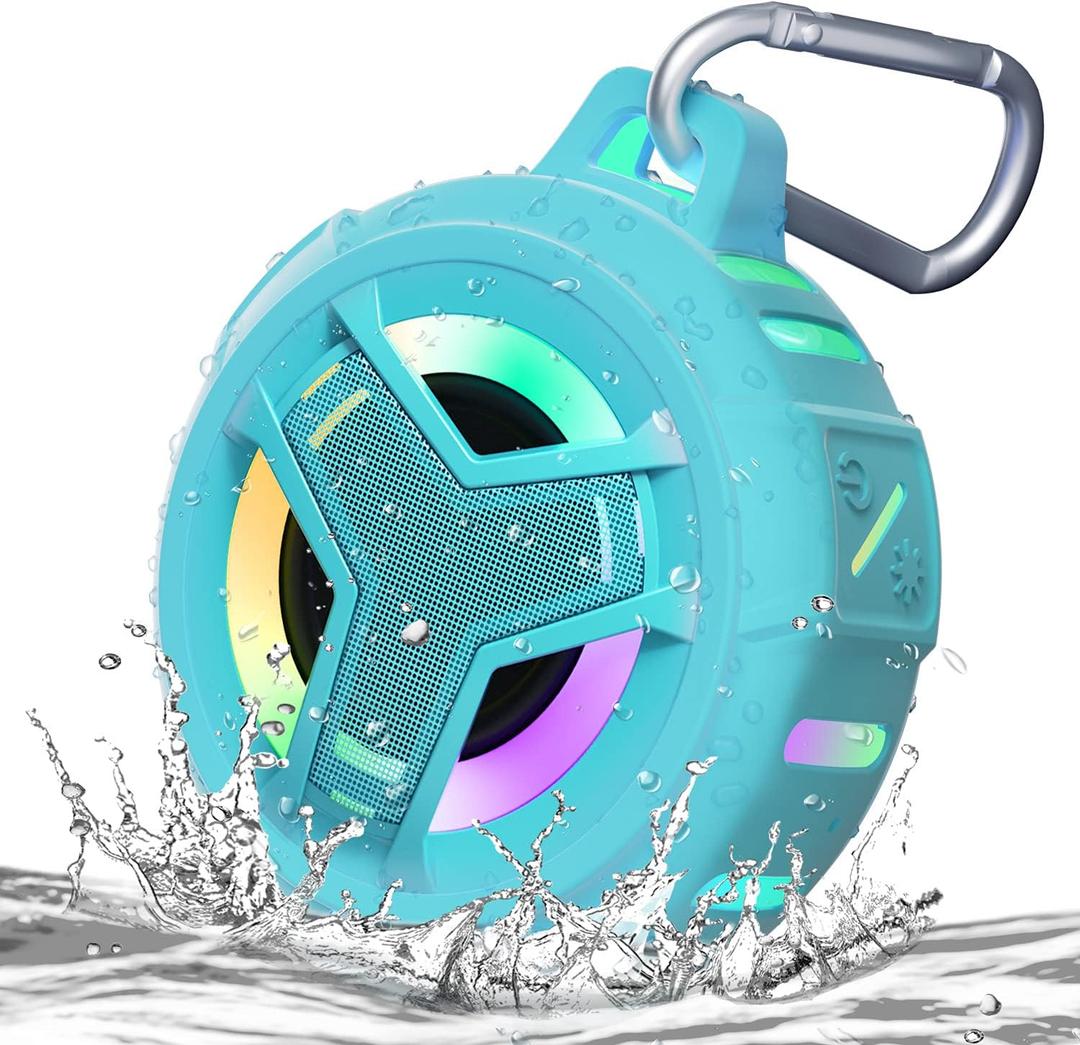 EBODA Waterproof Bluetooth Shower Speaker, IPX7 Floating Portable Wireless Small Speakers, 24H Playtime with RGB Light for Kayak, Beach, Pool Accessories, Gifts for unisex -Sky Blue EBODA Waterproof Bluetooth Shower Speaker, IPX7 Floating Portable Wireless Small Speakers, 24H Playtime with RGB Light for Kayak, Beach, Pool Accessories, Gifts for unisex -Sky Blue