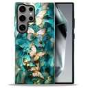 Case for Samsung Galaxy S25 Ultra,Butterfly Stained Glass Case Glossy Slim Silicone Shockproof Cover for Girls Women
