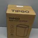 TIPGO Bathroom Trash Can with Lid, 2.1 Gallon / 8 Liter Small Garbage Can, Press Top Bin, Stainless Steel Wastebasket with Pop-Up Lid for Bedroom, Living Room, Office (Cream)