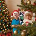 Tuxedo Cat Ornament Hugging Candy Cane 2D Flat Acrylic Ornament - Christmas Tree Decoration, Black and White Cat Holiday Tree Decoration for Pet Lovers 2025