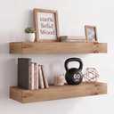 WOPITUES 36" Long Floating Shelves, 3" Thick Rustic Wall Shelves Set of 2, 36in
