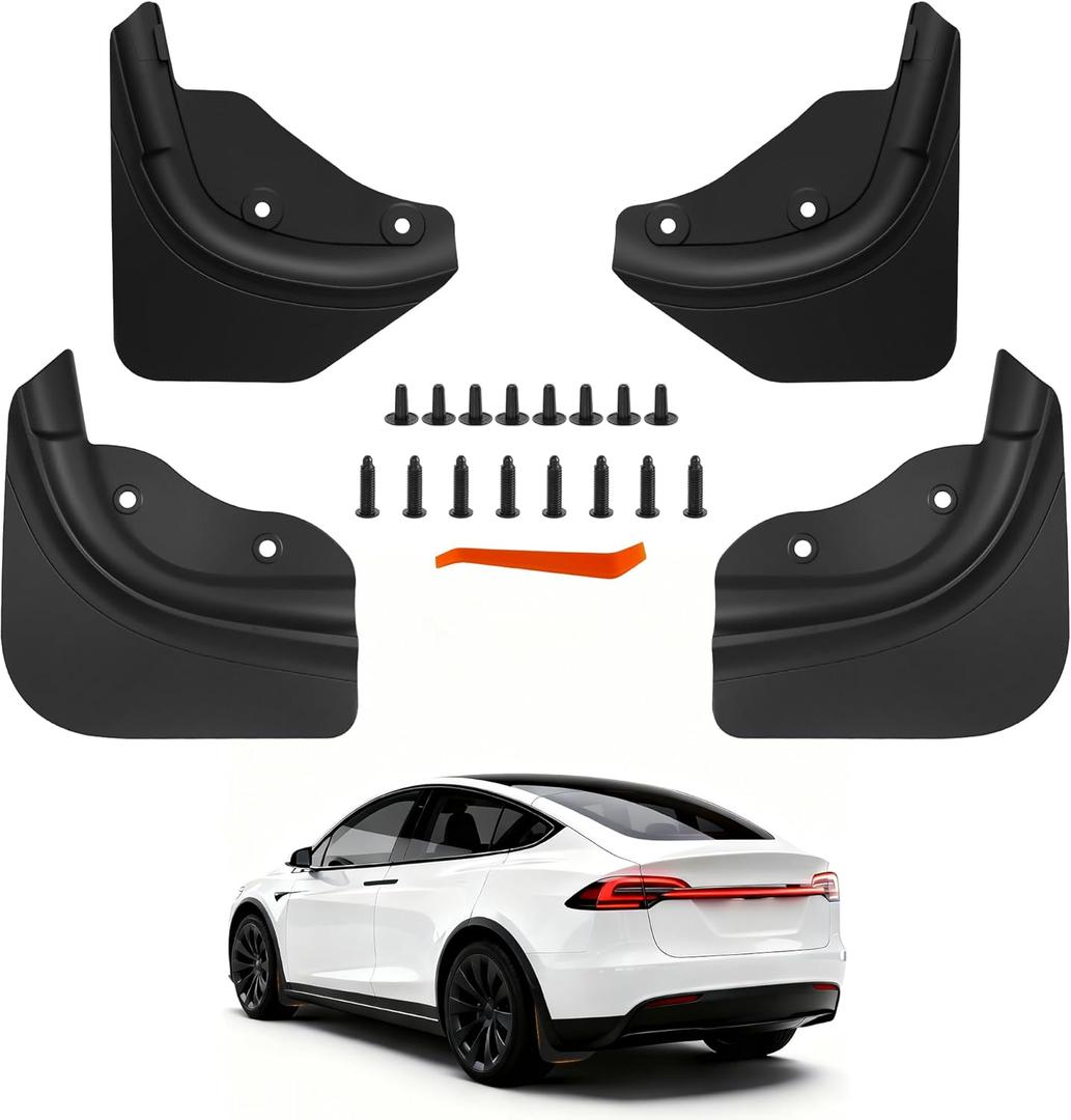 LAMPEASE Mud Flaps for Tesla Model Y Juniper Accessories 2025 2026 [No Drilling], All-Weather Mud Guard, Tire Protector Mudflaps for Tesla Model Y Juniper Accessories