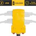 50 Amp to 20 Amp 110V RV Distribution Adapter, NEMA 14-50P to 4 X 5-20R/15R RV Generator Adapter, 4-Prong to Mutiple Household Outlet w/ 20amp Circuit Breaker, 1.5FT
