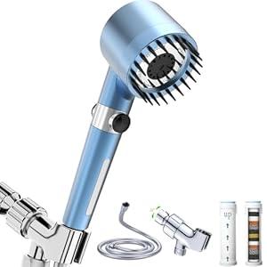 Shower Head with Handheld, Filtered Shower Heads High Pressure, High Flow Even with Low Water Pressure-Hand Held Showerhead Set, Filtered Showerhead with 59″Replacement Hose/ Bracket/ Cotton Filters