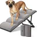 Veehoo Dog Ramp for Bed Couch Height Adjustable from 12" to 20", Foldable Stairs for Dogs to Get on Bed 17" Extra Wide, Portable Pet Doggie Steps Indoor with Non Slip Pad, Support up to 150 lbs