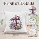 LRyeisahh He is Risen Easter Christian Throw Pillow Covers, Spring Flower Religious Easter Lamb Decorative Pillowcases Cushion Cases for Church Home Bedroom Living Room Decor, 18x18 Pillow Covers