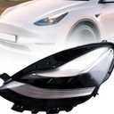 XGZ Full LED Headlights, Compatible with 2021-2023 Tesla 3 Tesla Y Base Mayor Performance Long Range Standard Estandar, Replace 1514952 151495200C 151495200D (Driver Side (LH))