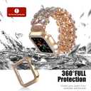 VIQIV Bling Dressy Bracelet with Case Compatible with Apple Watch Bands 38mm 40mm 41mm 42mm 44mm 45mm 49mm for Women Strethy, Stretch Smart Watch Bands for Women, Cute Jewelry Metal Wristband Strap for iWatch Ultra 2/Ultra Series 9/8/7/6/5/4/3/2/1/SE